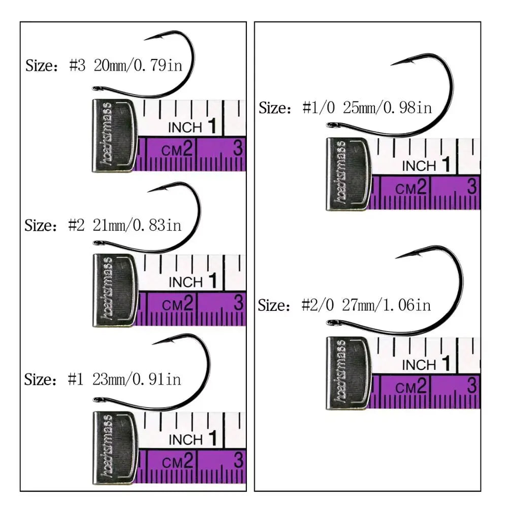 THKFISH 20pcs Drop Shot Hooks #3 #2 #1 #1/0 #2/0 Stainless Steel Offset Wacky Hooks Crank Worm Barbed Hook Fishing Accessories