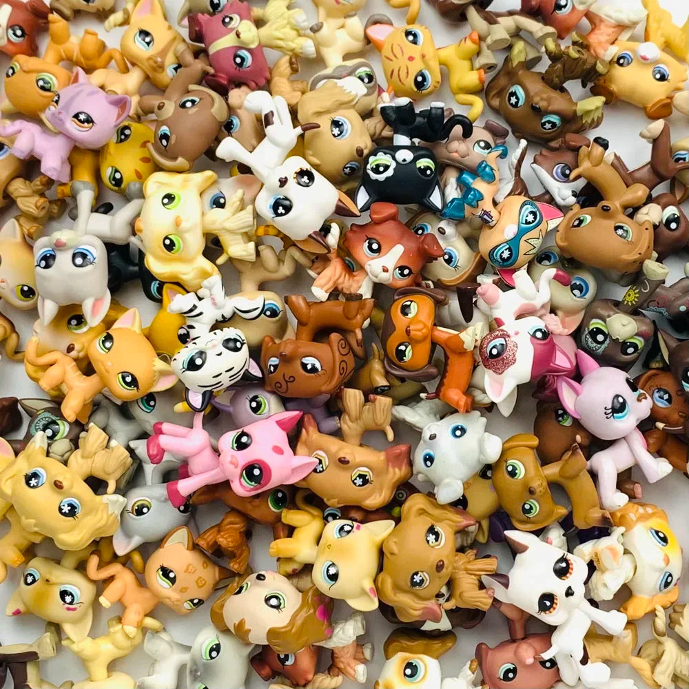 4pcs/lot Rare Old Lps Toys Pet Shop Bobble Head Cat Dog Collie Great Dane