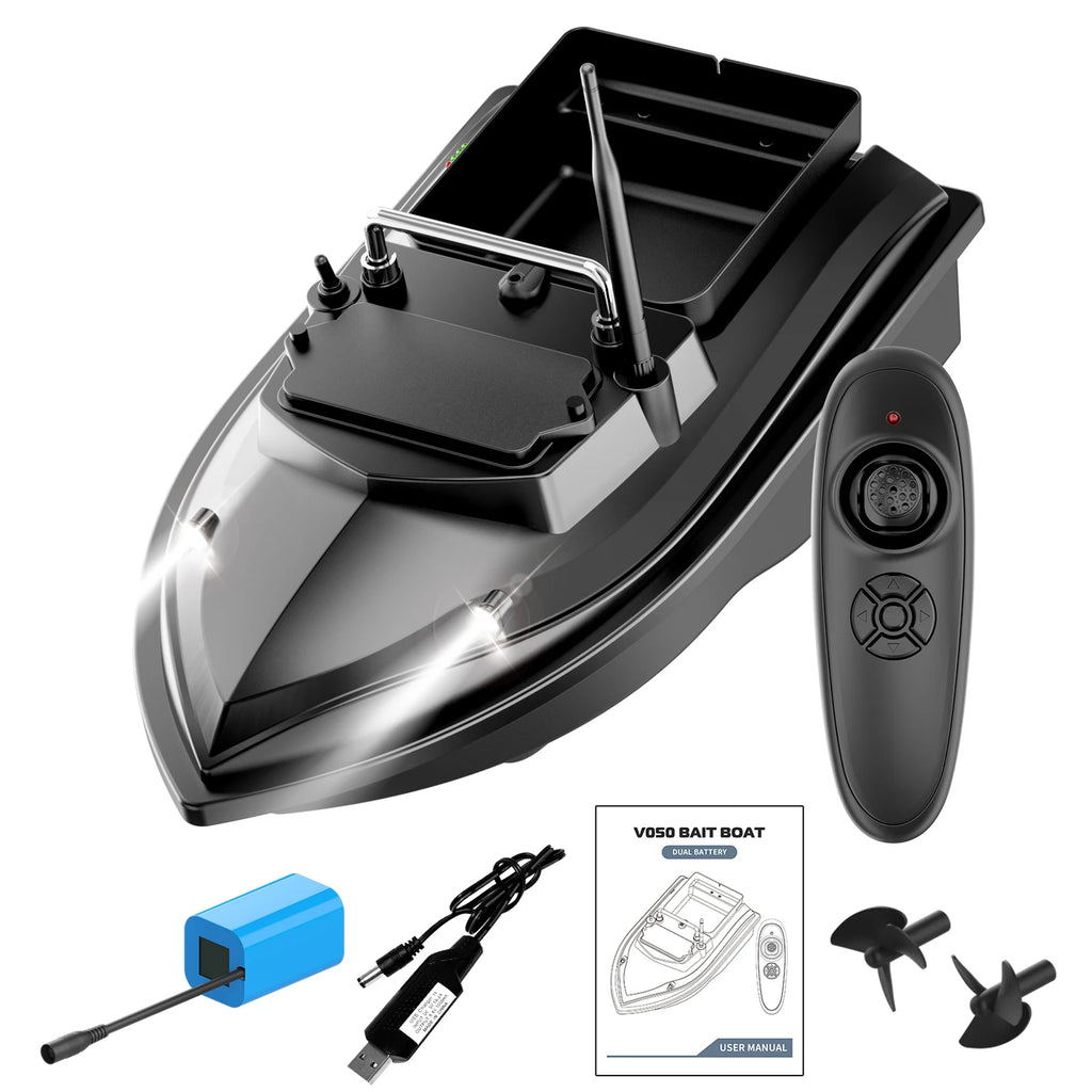 Fishing Bait Boat 500m Remote Control Dual Motor Fish Finder 2KG Loading Support Auto Cruise/Route Correction with Night Light