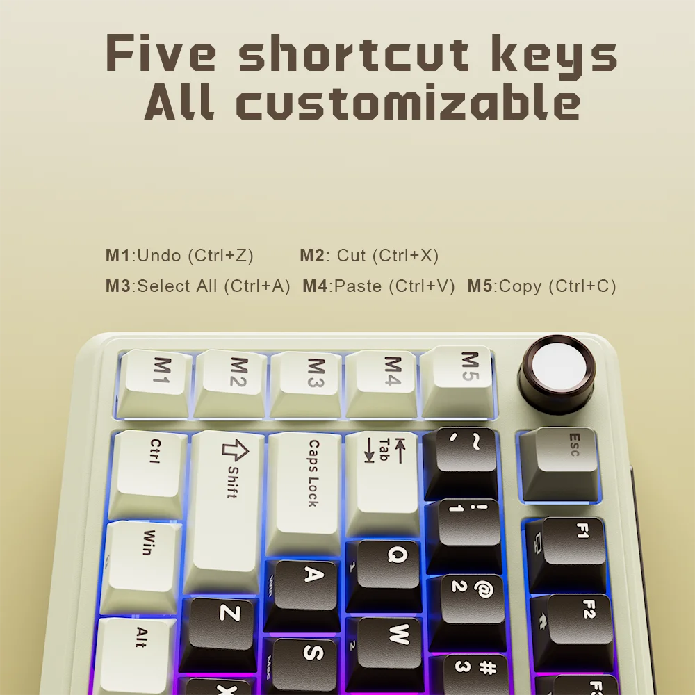 RK ROYAL KLUDGE L75 Wireless Gaming Keyboard Customize Shortcut Keys PBT Keycap Gasket Structure Tri-mode Mechanical Keyboard
