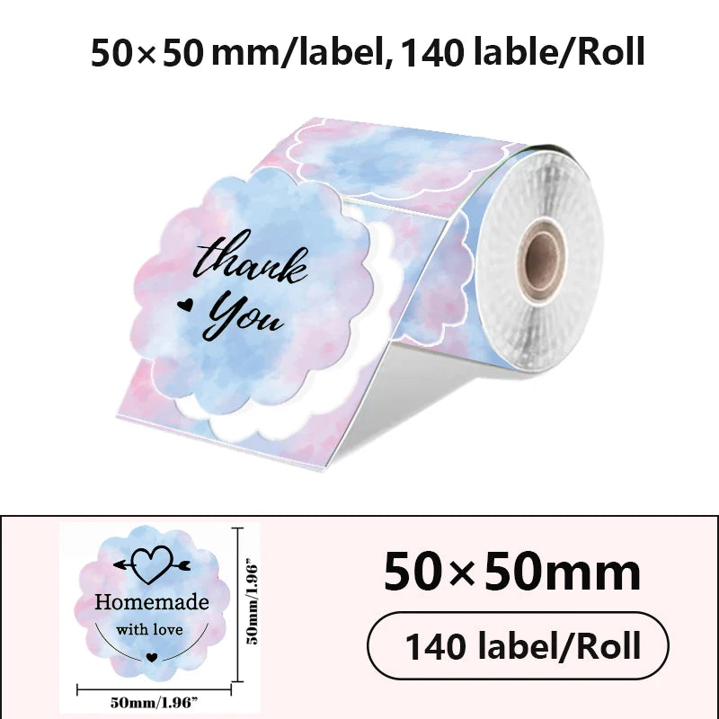 50x50mm Laser Sticker Self-Adhesive Thermal Adhesive Label Roll Compatible for Phomemo M110 M220 M200 E210 P50 DETONG P1 WP9520