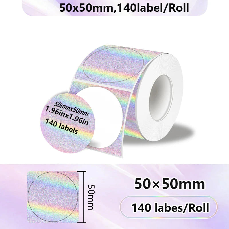 50x50mm Laser Sticker Self-Adhesive Thermal Adhesive Label Roll Compatible for Phomemo M110 M220 M200 E210 P50 DETONG P1 WP9520