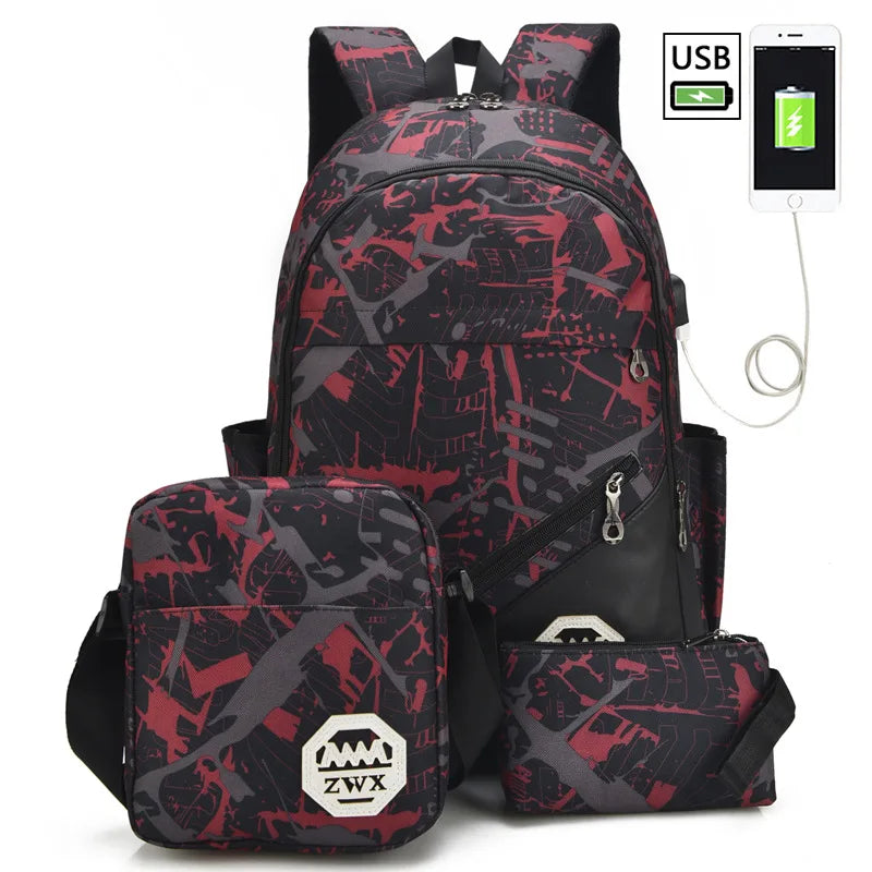 Waterproof travel laptop backpack children School Bags teenager Boys girls camouflage school Backpack set high School backpack