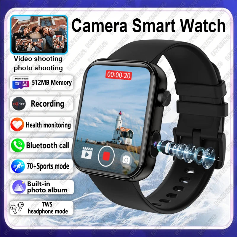 2025 New HD Camera Smart Watch Men Women Photos Record Video Health Monitor Sports Fitness Waterproof Bluetooth Call Smart Watch