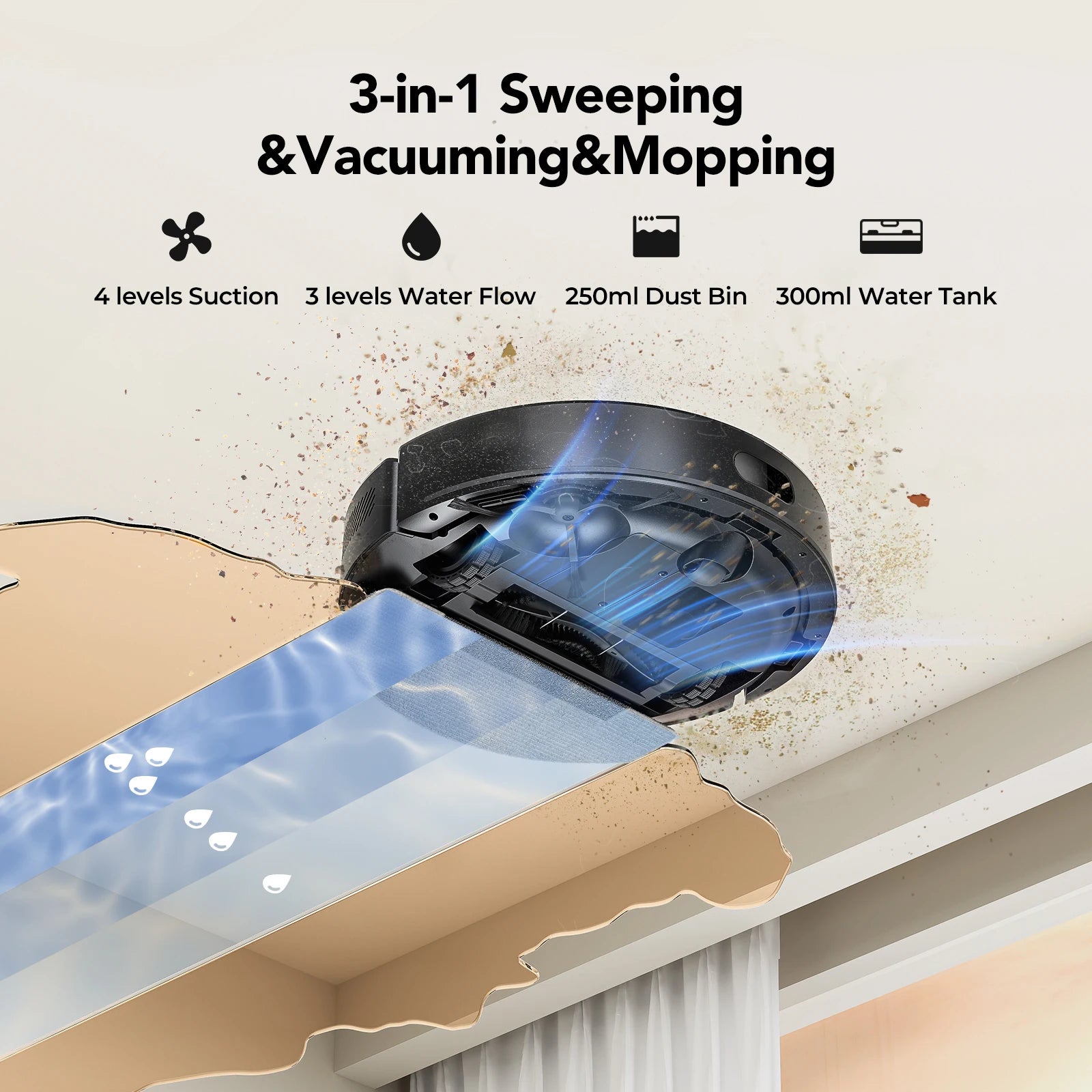 Lubluelu Robot Vacuum Cleaner L15 Ultra Robot Vacuum And Mop Combo 5500Pa 3 In 1 Robot Vacuum Cleaner 5 Maps 24 No-go Zones