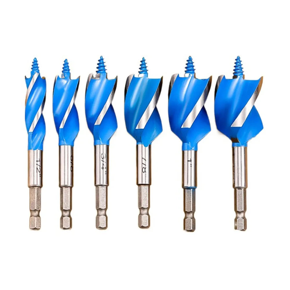 6pcs Solid Three Slot Twist Drill Bit Hex Handle High Hardness Auger Drill Bits High Carbon Steel Antirust Hole Opener Door