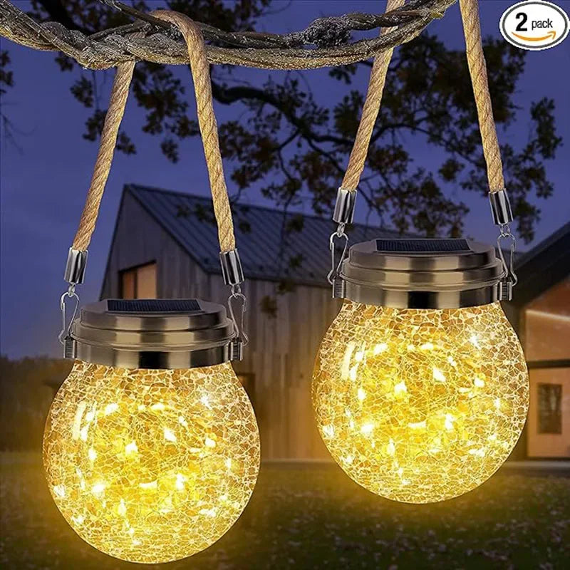 Solar Cracked Glass Wishing Light LED Table Lights Outdoor Waterproof Landscape Garden Nightlight Camping Atmosphere Lighting
