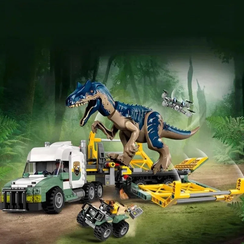 Dinosaur Series Dinosaur Missions Allosaurus Brick sets Transport Truck Children's Dinosaur World Park Toys Christmas gift 76966