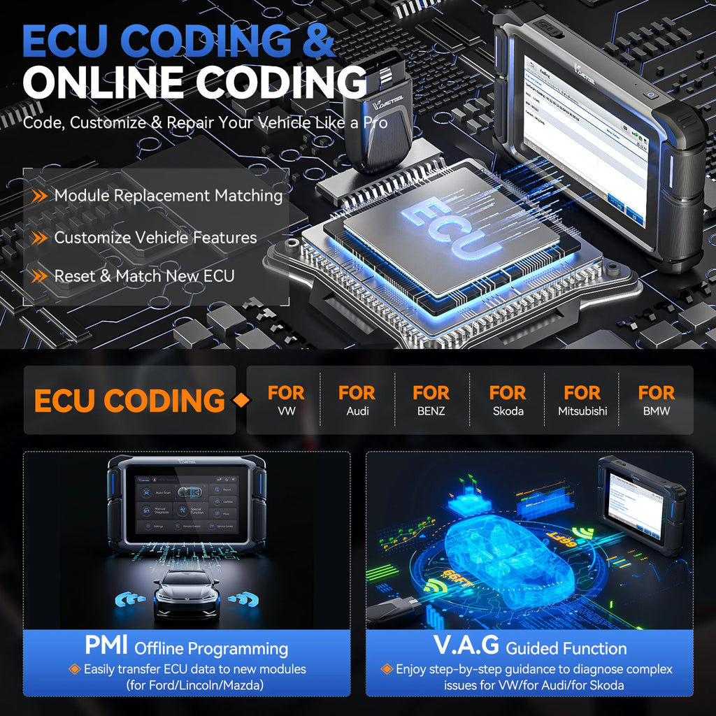 VDIAGTOOL VD70S Car Diagnostic Tool All System Automotive Scanner Bi-Directional Control ECU Online Code Built in CAN FD DOIP