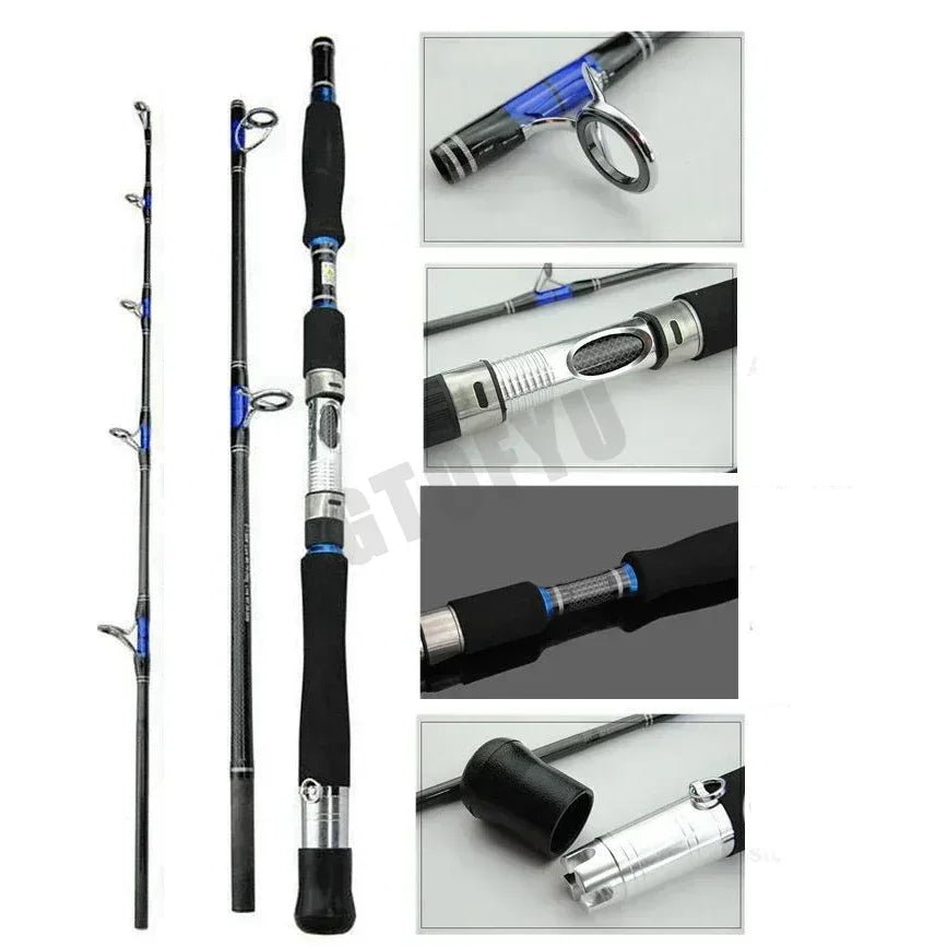Fishing Lure Rod 1.8m 2.1m 3 Sections Superhard Lure 70-250g Trolling Fishing Rod Carbon Fast Surf Boat Raft Spining Fishing Rod