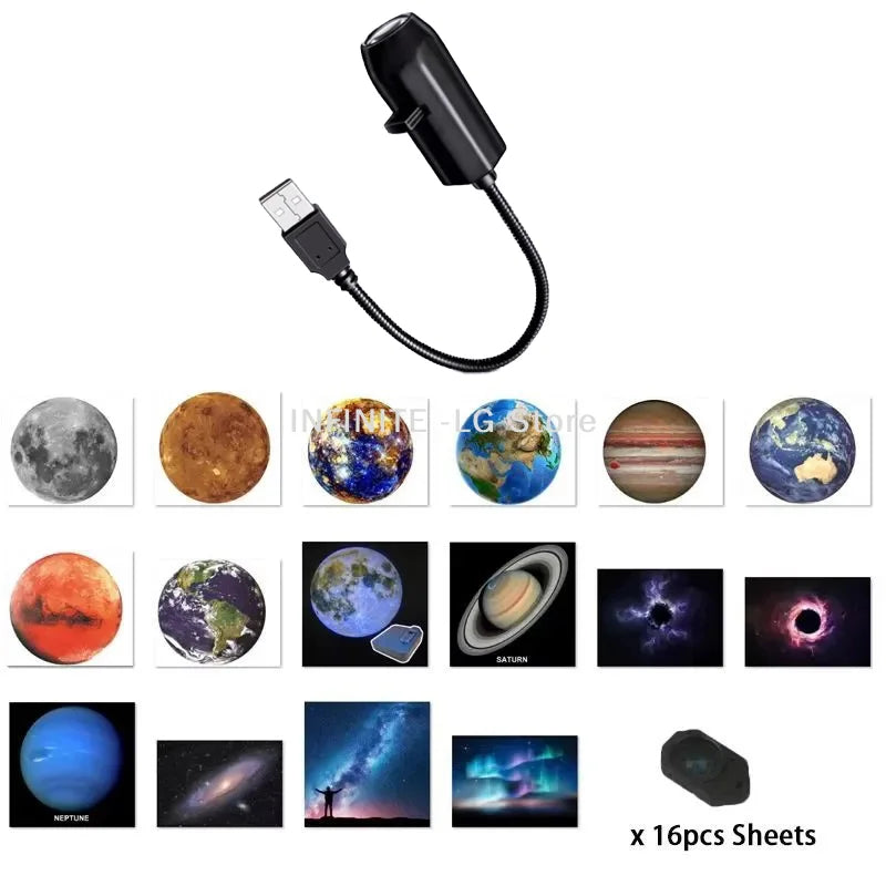 USB Ceiling Moon Earth Projection Atmosphere Light Starry Sky Lamp Night Light Romantic Bedroom Decoration Galaxy Projector