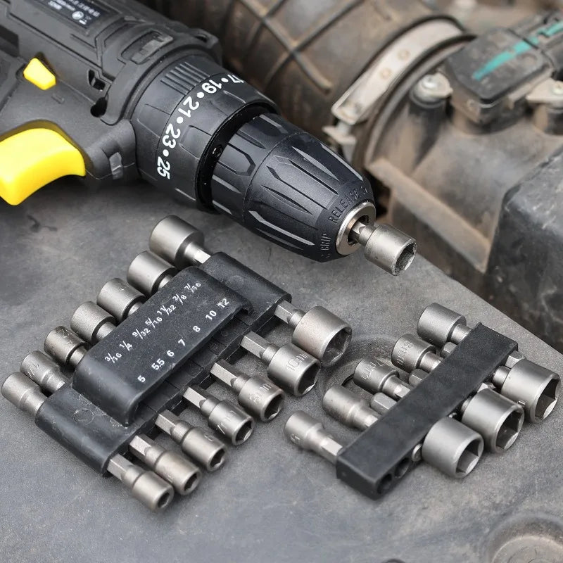 9/14Set Magnetic Socket Screwdriver Wrench Set Hexagon Nut Driver Drill Bit Hexagonal Hand Adapter Electric Impact Bolt Handle