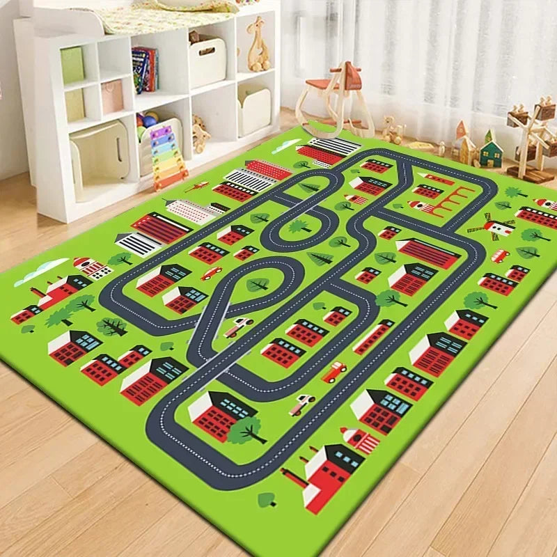 100x160cm Non-slip Baby Play Mat Crawling Mat Cartoon Runway Carpet Baby Toys Parking Lot Road Game Mats for Playing Car Toys
