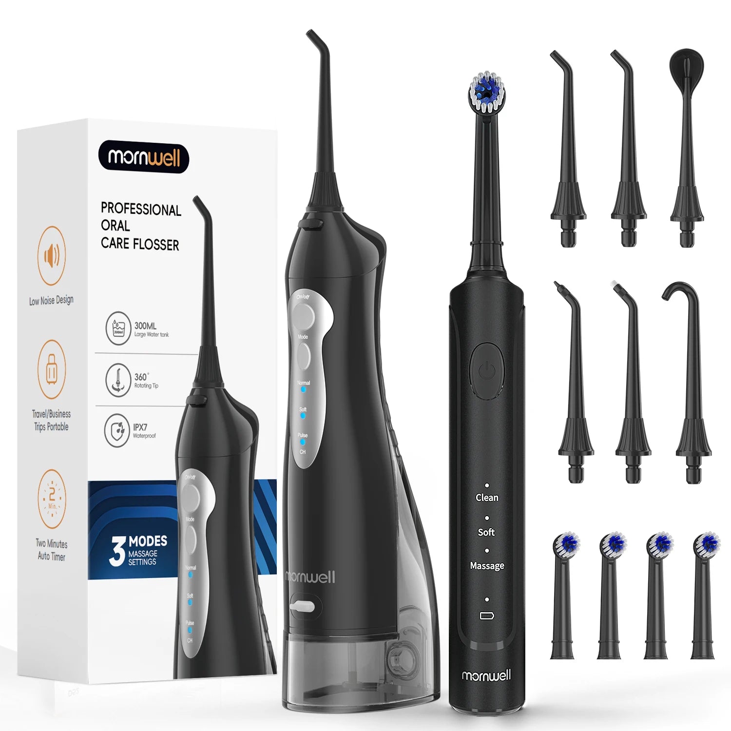 Electric Toothbrush with Water Flosser Combo in One - Sonic Flossing Toothbrushes for Teeth Cleaning, Rechargeable for Adults