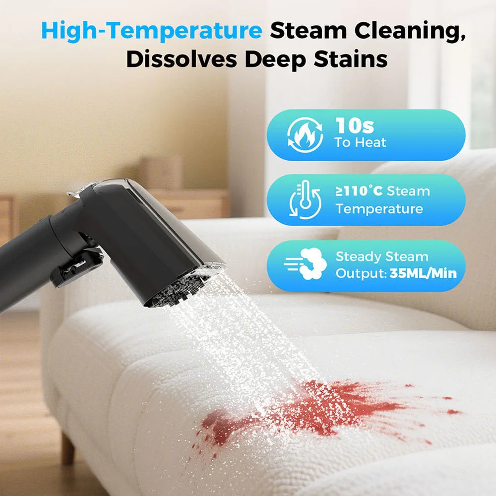 Teendow C6 MAX 3-In-1 Upholstery and Carpet Cleaner, 1650W Steam, 12000Pa Suction, Dual Tanks, Pet-Friendly, Multiple Nozzles
