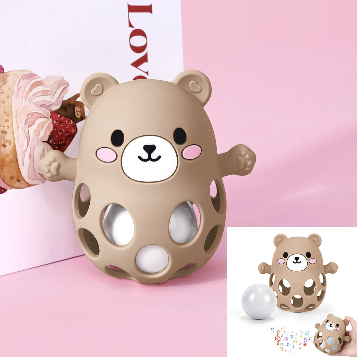 TYRY.HU Ringing Bell Baby Teether Gloves Cute Bear Shape Teether Toy Silicone Care Molar Anti-eating Hand Baby Education Toy
