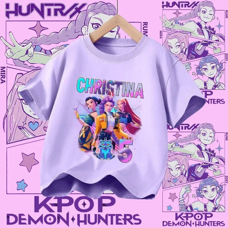 Kpop Demon Hunters T-shirt for kids, short sleeve T-shirt for Girls, Saja T-shirt , Kpop Demon Hunters T-shirt, family clothing