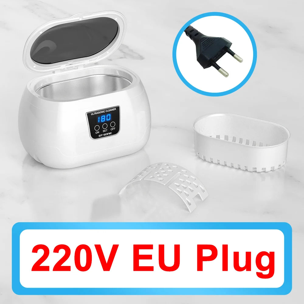 GTSONIC 600ML Ultrasonic Cleaner Bath Timer for Jewelry Parts Glasses Manicure Stones Cutters Dental Razor Brush UltrasoundSonic