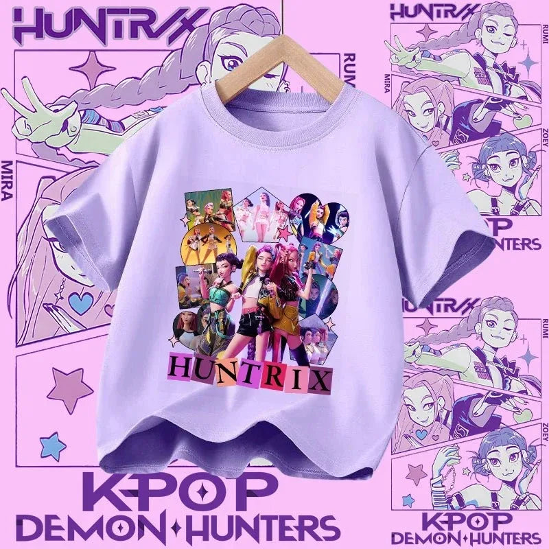 Kpop Demon Hunters T-shirt for kids, short sleeve T-shirt for Girls, Saja T-shirt , Kpop Demon Hunters T-shirt, family clothing