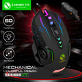 1pc V7 Mechanical Gaming Mouse with LED Lights, Wired Notebook Mouse for Laptop & Desktop Computers, Ambidextrous Plastic Design
