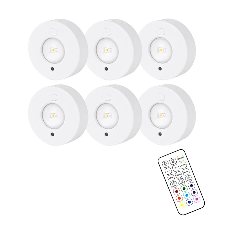 New Round Big Eye Lamp LED Under Cabinet Light USB Rechargeable Multicolor Night Light RGB Wine Cabinet Lamp with Remote Control