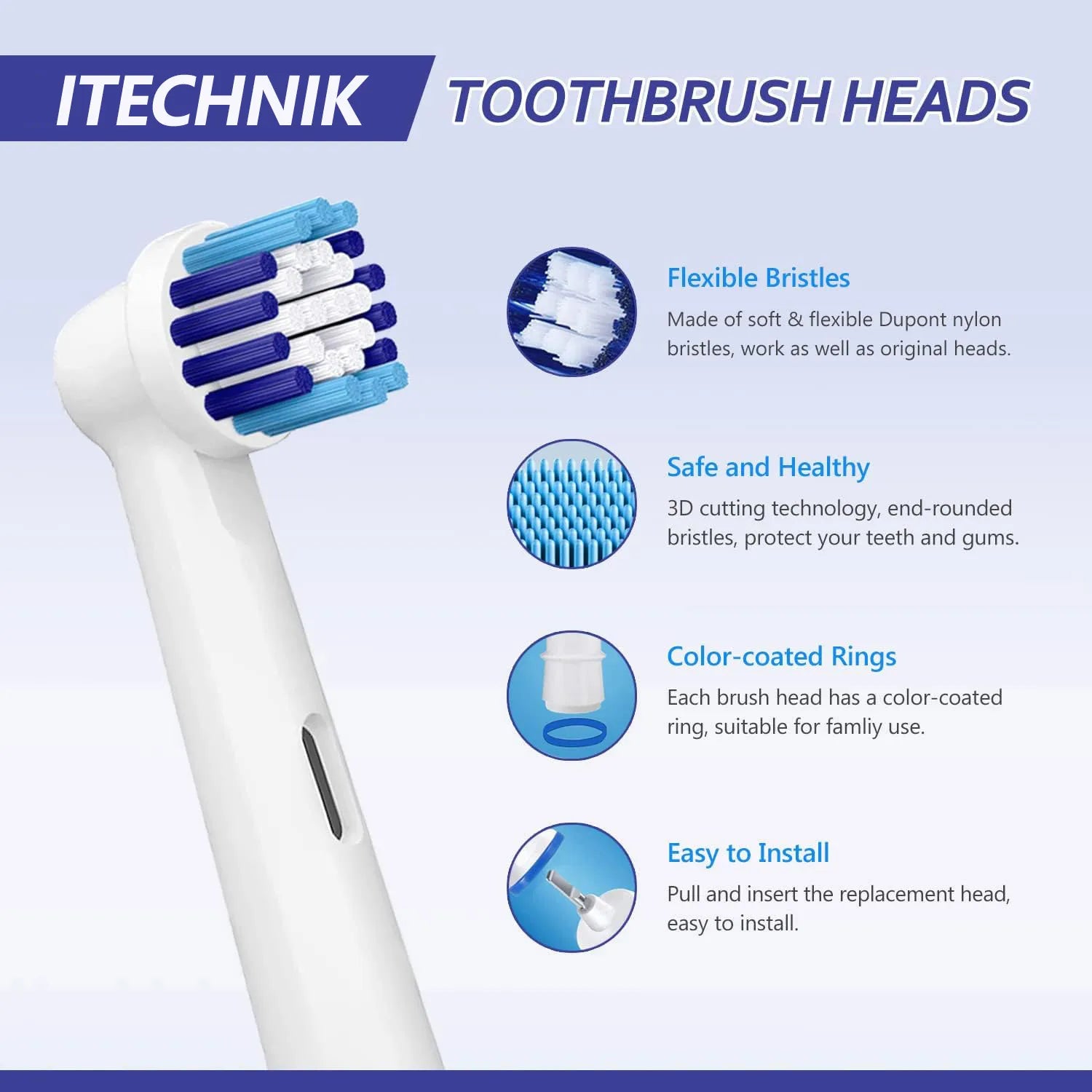 Replacement Brush Heads Compatible with OralB Braun- Pack of 8 Professional Electric Toothbrush Heads- Precision Refills for Ora