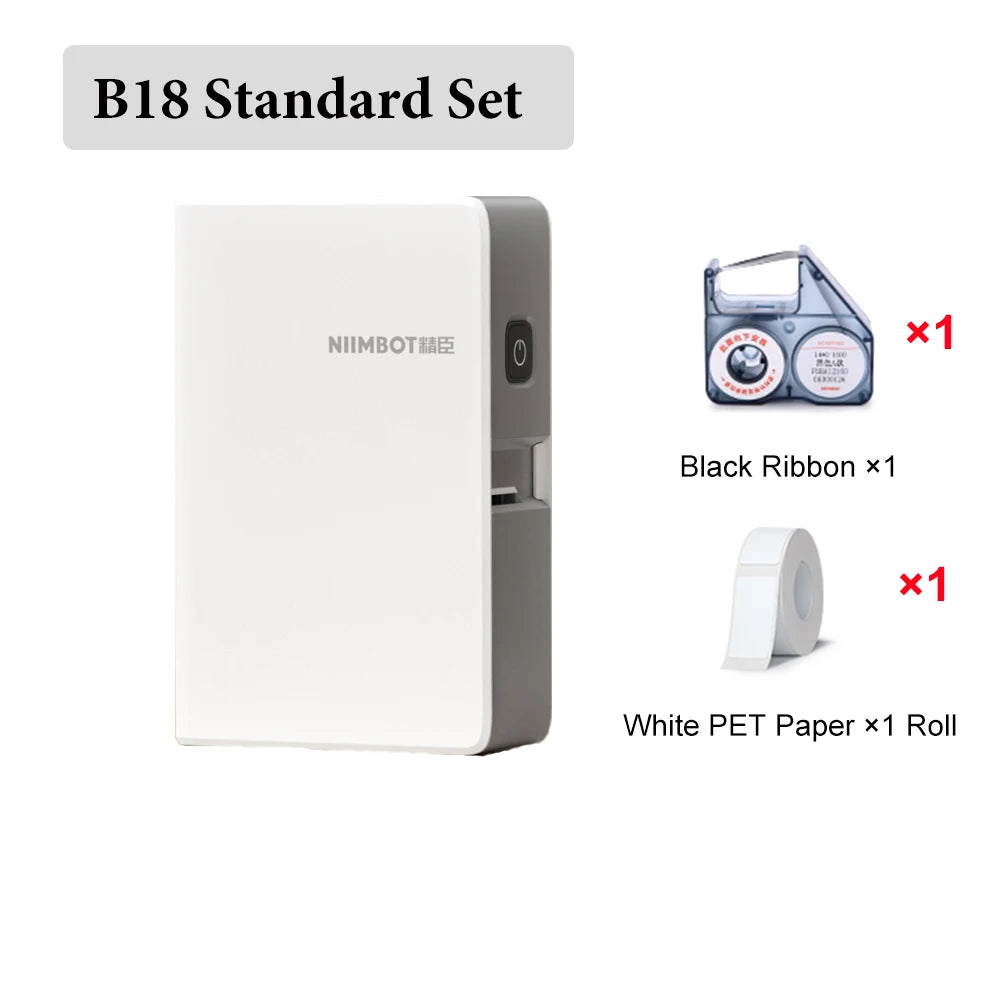 Niimbot N1/B18 Thermal Transfer Label Printer Self-Adhesive Waterproof Cord Labels Tag Wireless Label Maker Cable with Ribbon
