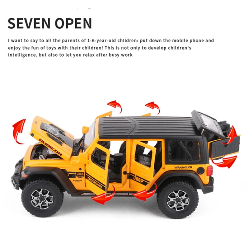 1:22 Jeeps Wrangler Rubicon Alloy Car Model Diecasts Metal Off-road Vehicles Car Model Simulation Collection Childrens Toys Gift