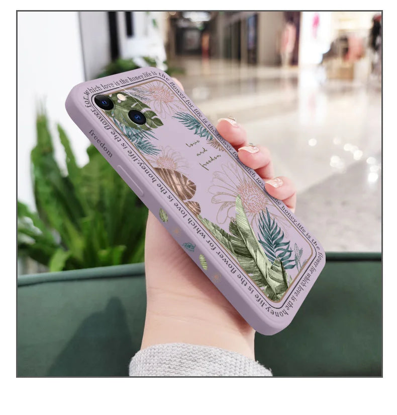 Ins Tropical Style Phone Case For iPhone 17 Air 16 15 14 13 12 11 Pro Max Mini X XR XS MAX Plus Cover