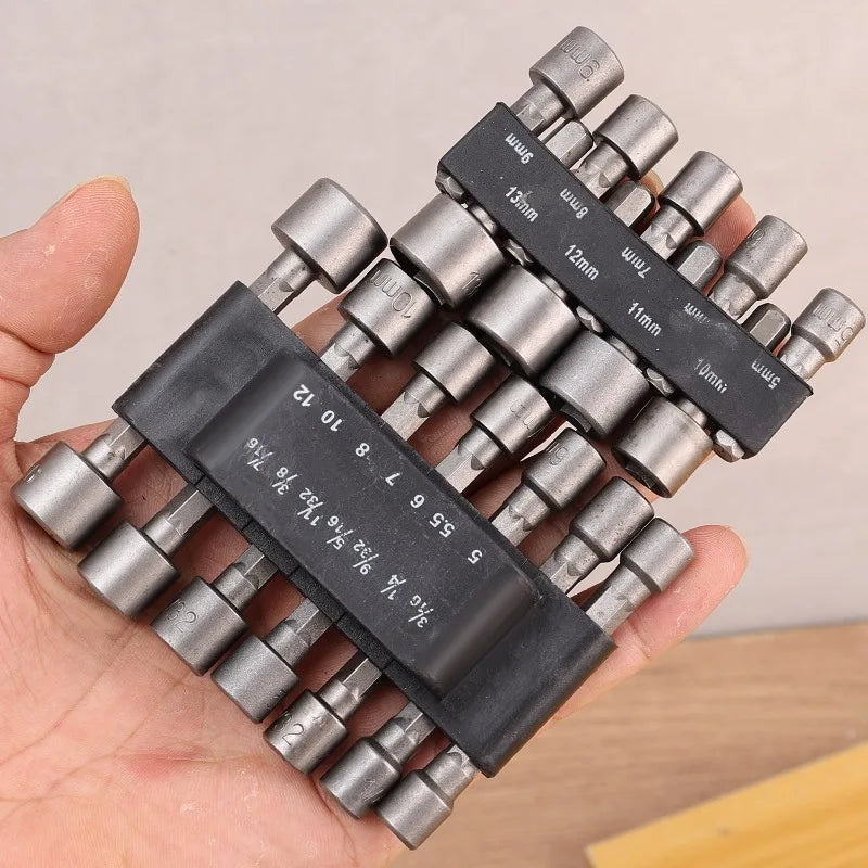 9/14Set Magnetic Socket Screwdriver Wrench Set Hexagon Nut Driver Drill Bit Hexagonal Hand Adapter Electric Impact Bolt Handle