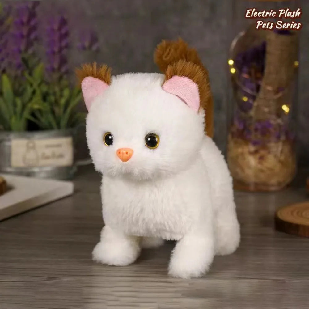 Simulated Robot Kitten Wagging Interactive Kitten Plush Toy Makes You Happy Walking Kitten Robot Electric Pet