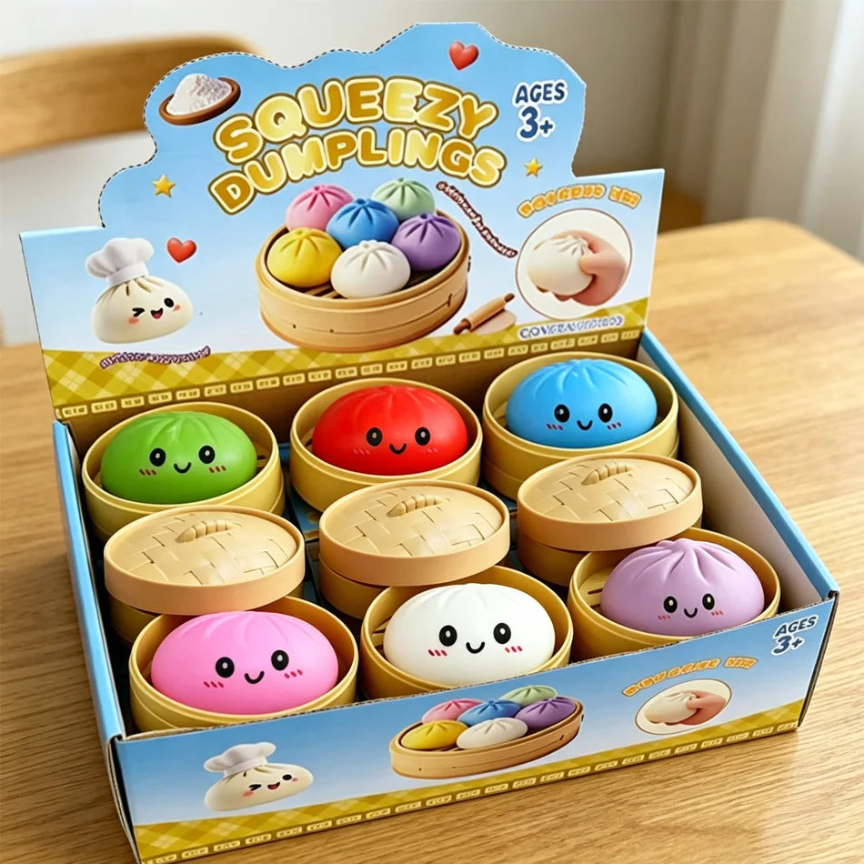 Dumpling Pressure Dumpling Squishies Cute Colorful Bun Toy Slow Rising Stress Relief Fidget Toy for Kids Adults Anti-Anxiety