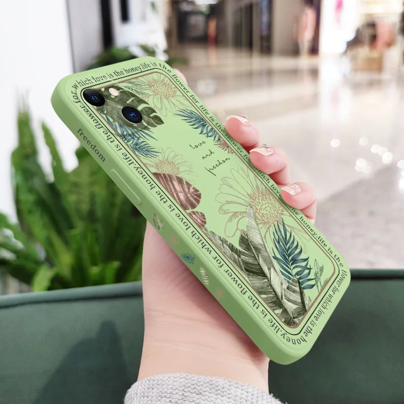 Ins Tropical Style Phone Case For iPhone 17 Air 16 15 14 13 12 11 Pro Max Mini X XR XS MAX Plus Cover
