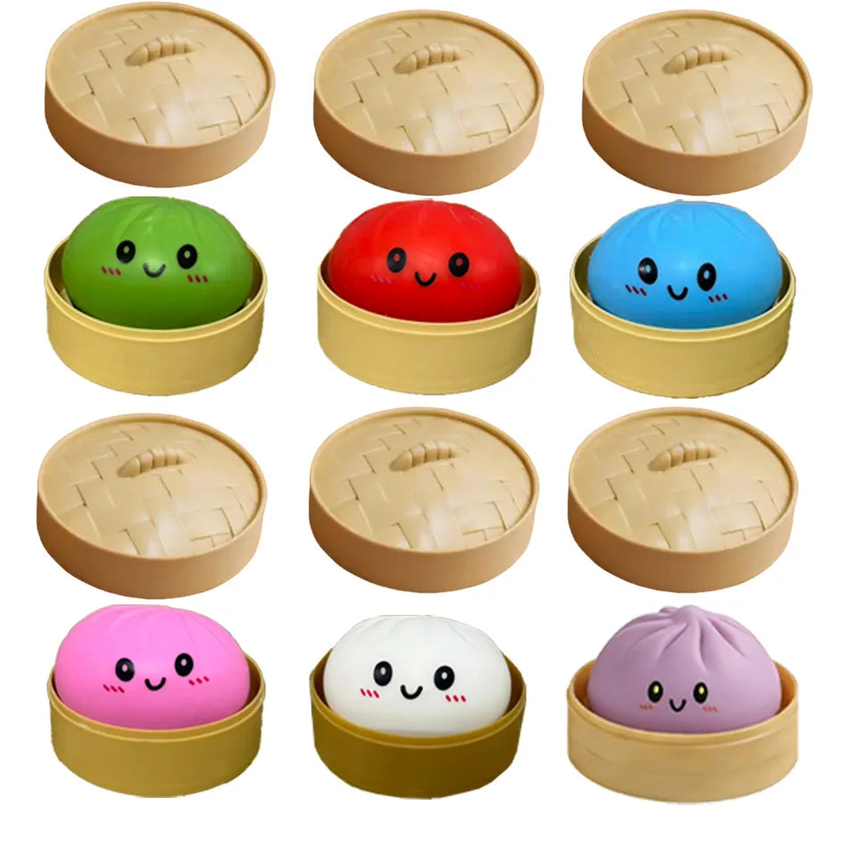 Dumpling Pressure Dumpling Squishies Cute Colorful Bun Toy Slow Rising Stress Relief Fidget Toy for Kids Adults Anti-Anxiety