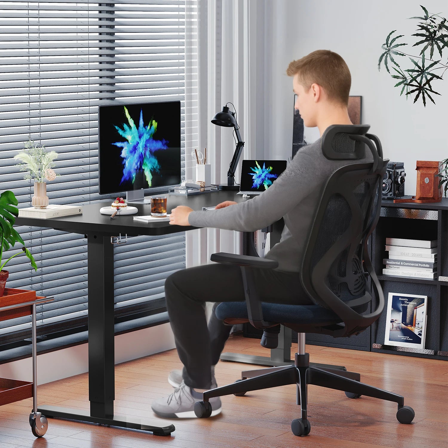 Devoko Height Adjustable desk with USB Socket desk Height Adjustable Electric Stand Seat Adjustable Computer