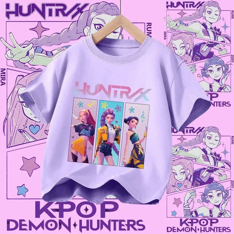 Kpop Demon Hunters T-shirt for kids, short sleeve T-shirt for Girls, Saja T-shirt , Kpop Demon Hunters T-shirt, family clothing