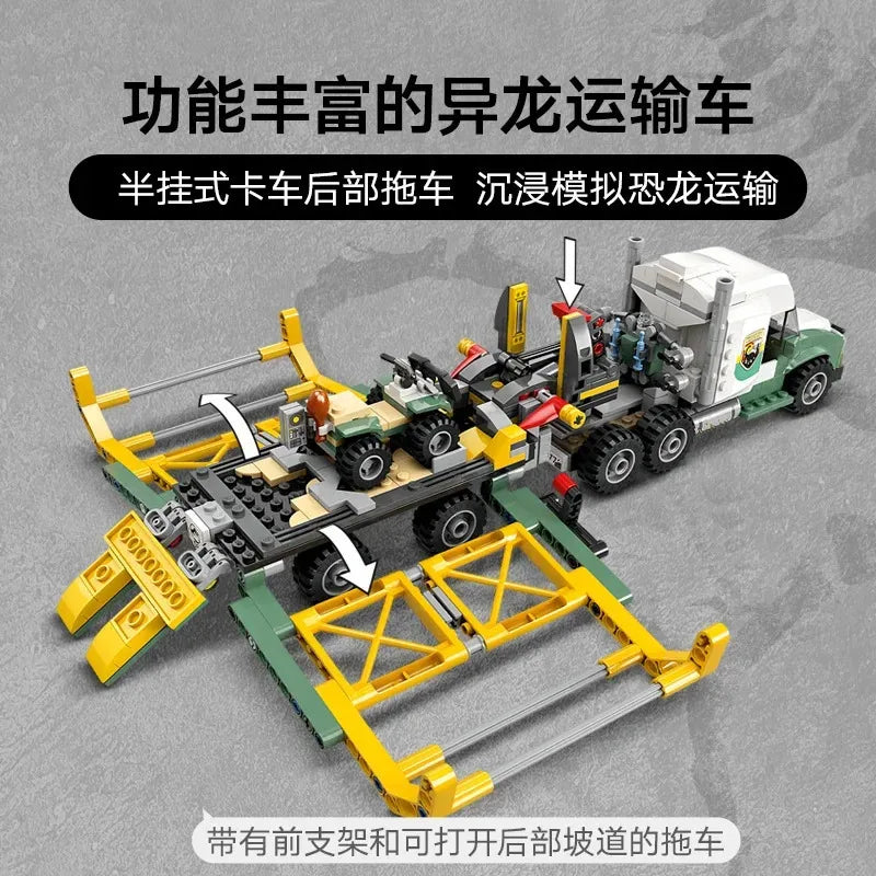 Dinosaur Series Dinosaur Missions Allosaurus Brick sets Transport Truck Children's Dinosaur World Park Toys Christmas gift 76966
