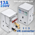 UK Plug 250V13A AC Portable Multi 1 to 3 ways Travel Adapter Power Malaysia Kong with Independent Control Switch Conversion Plug