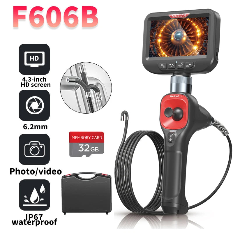 RALCAM 720 Degree Rotation Camera 5 lnch Endoscope 6.2mm  Dual 1080P Full HD Endoscope Camera for Industrial Inspection