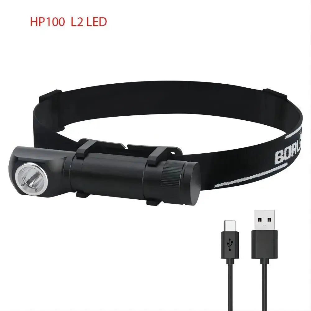 BORUiT 1000LM LED Headlamp Waterproof 3-Mode Right Angle Flashlight Lightweight Powerful Head Torch for Camping And Hunting