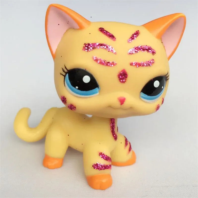 Pet Shop Lps Toys Standing Littlest Short Hair Cat #2291 White Pink Glitter kitty