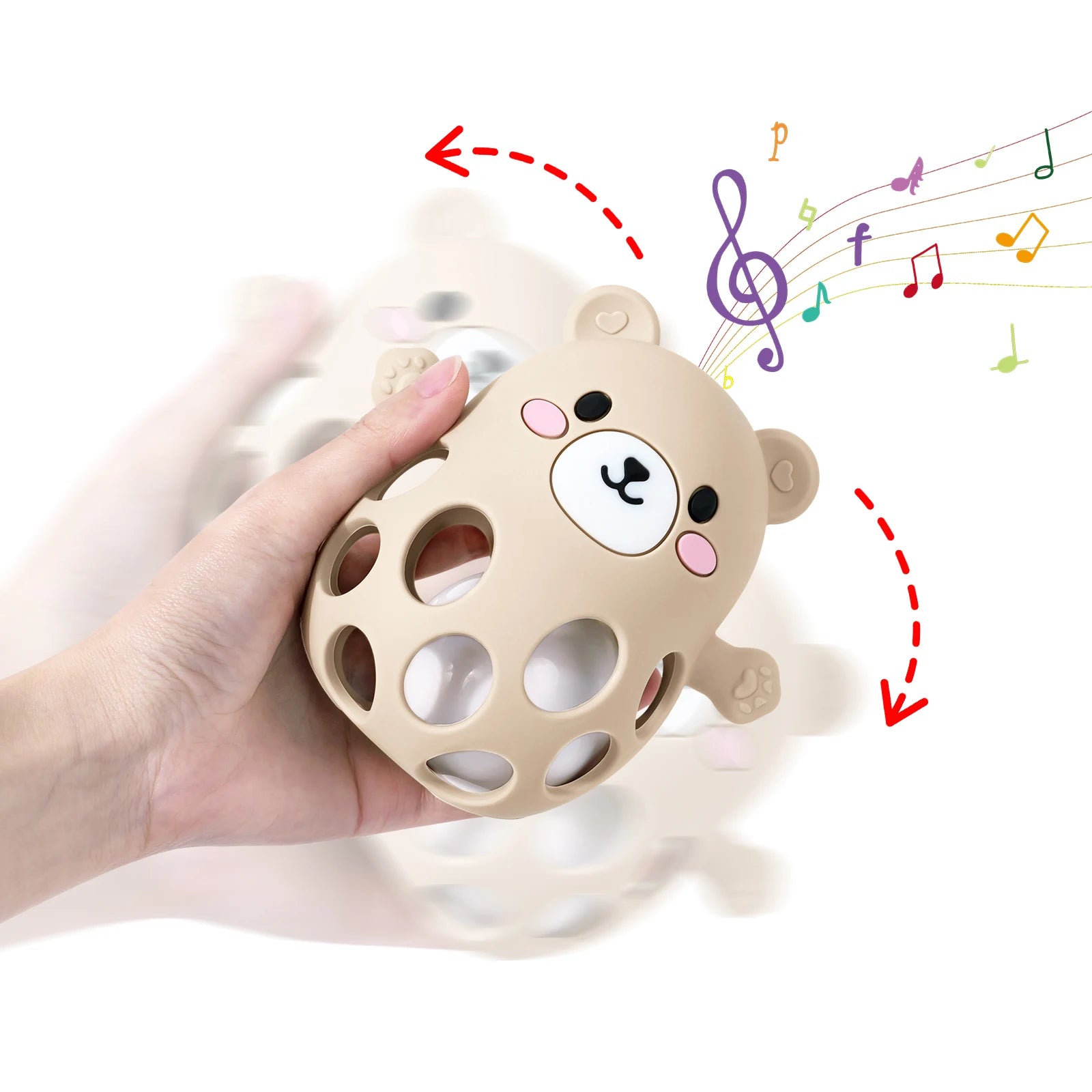 TYRY.HU Ringing Bell Baby Teether Gloves Cute Bear Shape Teether Toy Silicone Care Molar Anti-eating Hand Baby Education Toy