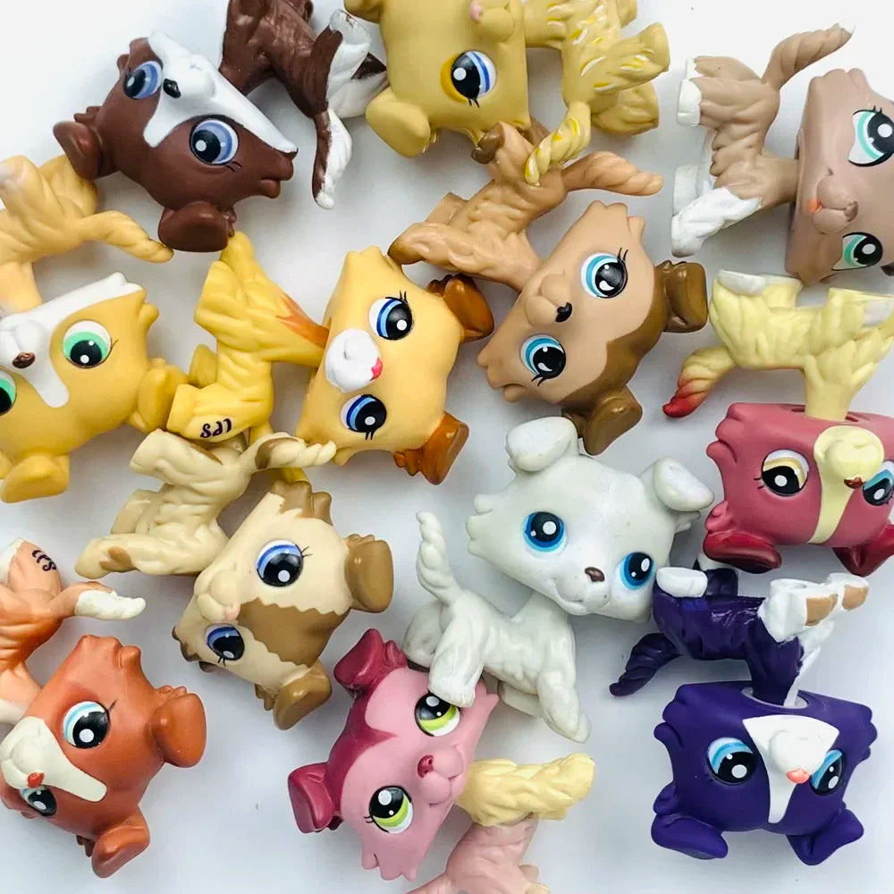 4pcs/lot Rare Old Lps Toys Pet Shop Bobble Head Cat Dog Collie Great Dane