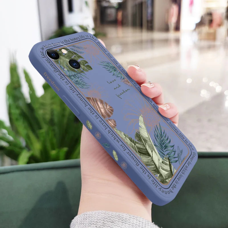 Ins Tropical Style Phone Case For iPhone 17 Air 16 15 14 13 12 11 Pro Max Mini X XR XS MAX Plus Cover