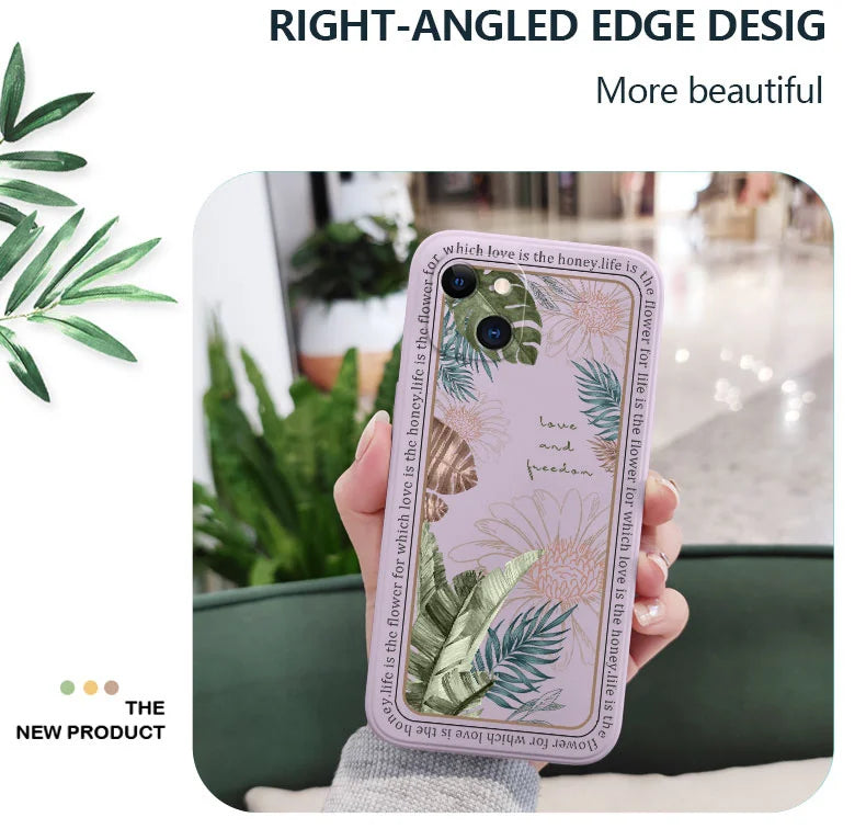 Ins Tropical Style Phone Case For iPhone 17 Air 16 15 14 13 12 11 Pro Max Mini X XR XS MAX Plus Cover