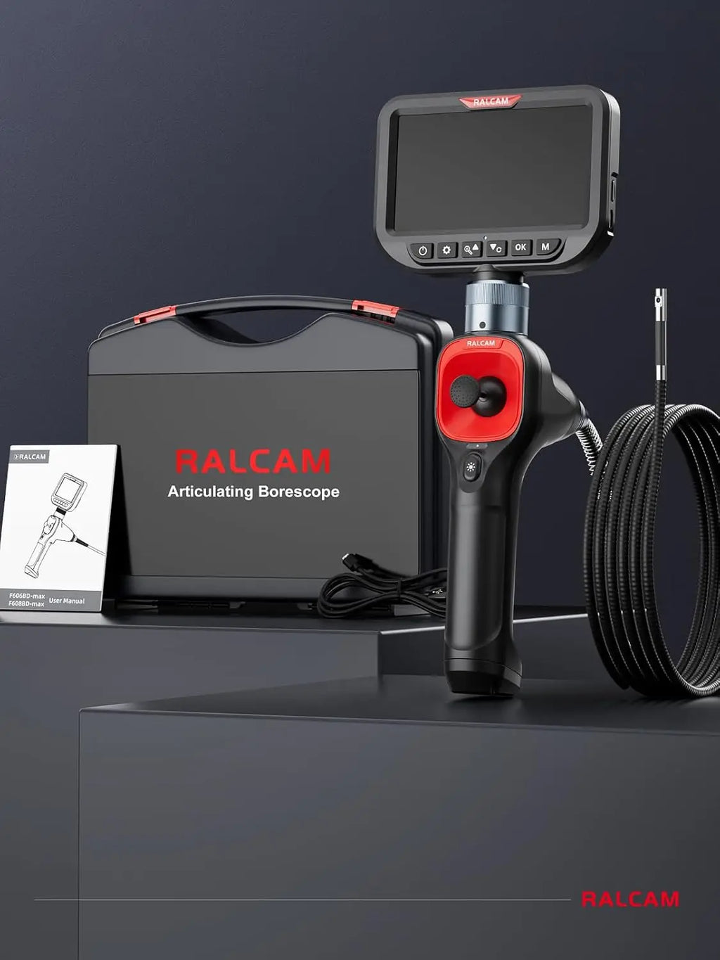 RALCAM 720 Degree Rotation Camera 5 lnch Endoscope 6.2mm  Dual 1080P Full HD Endoscope Camera for Industrial Inspection
