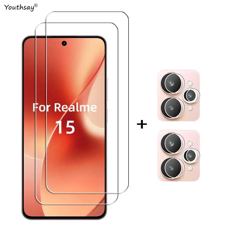 6in1 Full Gule Glass For Realme 15 Tempered Glass Realme 15 Screen Protector HD Protective Phone Camera Lens Film Realme 15 5G