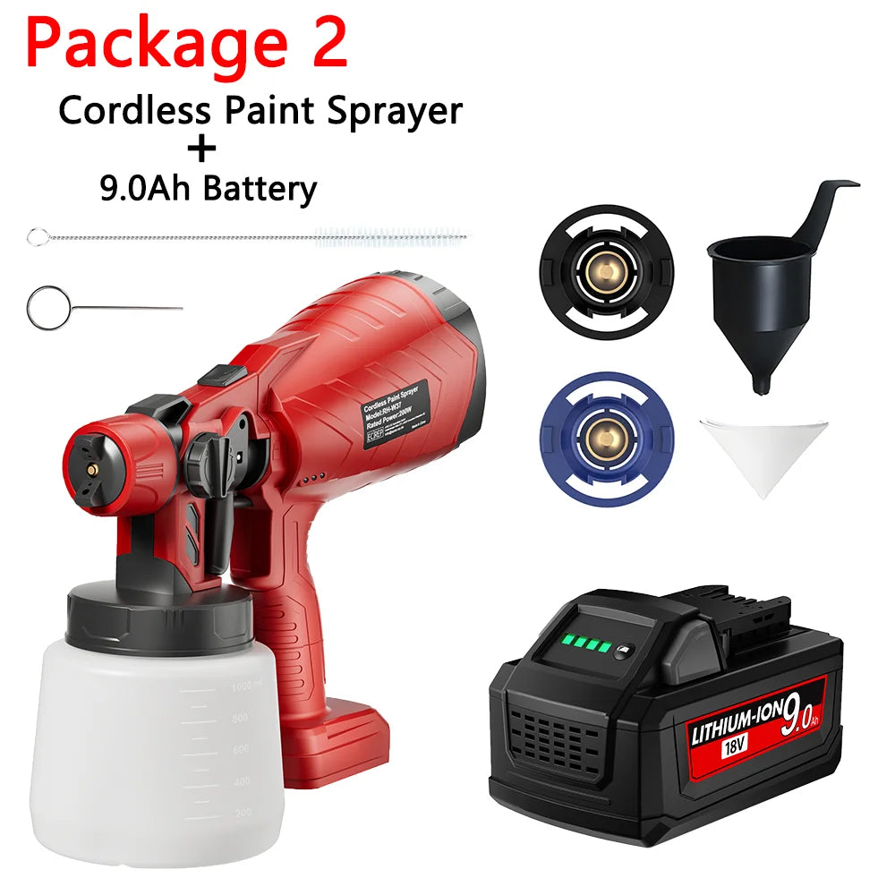 Nananuu 1000ML Cordless Spray Gun For Milwaukee 18V Battery Rechargeable Paint Sprayer For Car Home Windows Power Tool
