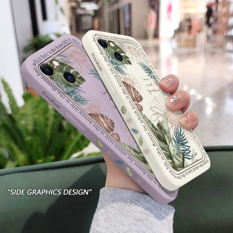 Ins Tropical Style Phone Case For iPhone 17 Air 16 15 14 13 12 11 Pro Max Mini X XR XS MAX Plus Cover