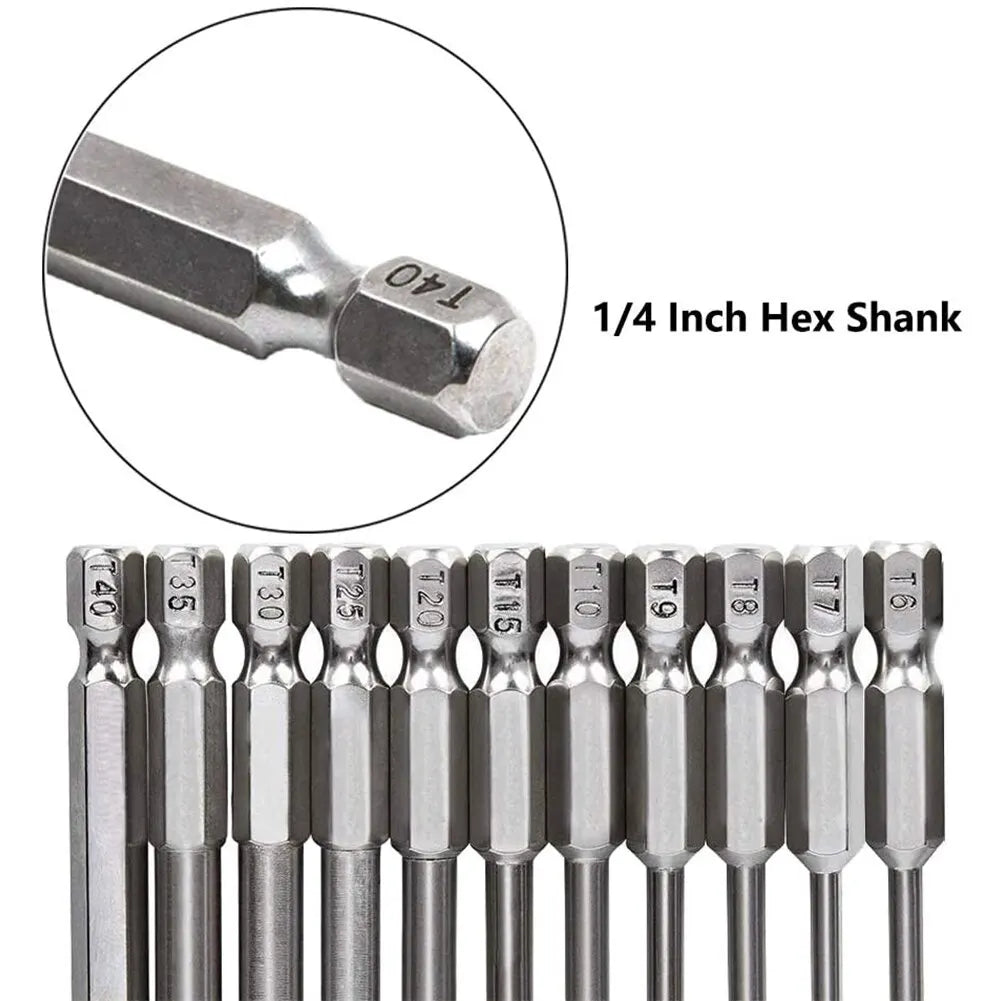 12pc Hollow Plum Blossom Screwdriver Head 50mm Long S2 Hexagonal Handle Screwdriver Screwdriver Bit Electric Tool Drill Set